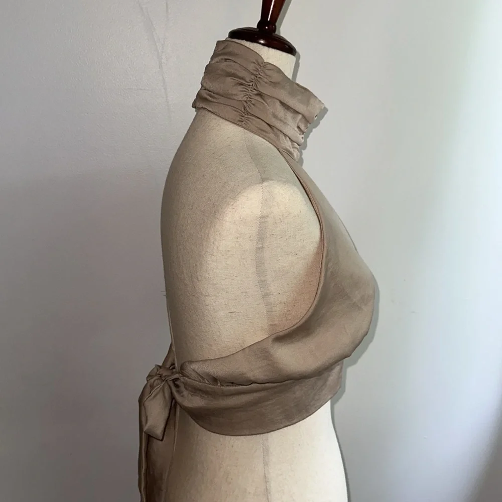 Taupe Halter Top with open back - Picture 2 of 7